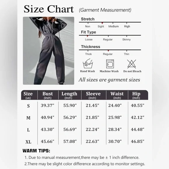 Cozypoin Fleece Jumpsuit, Zip Front, Light Pink, NWOT- size XL - Picture 9 of 12